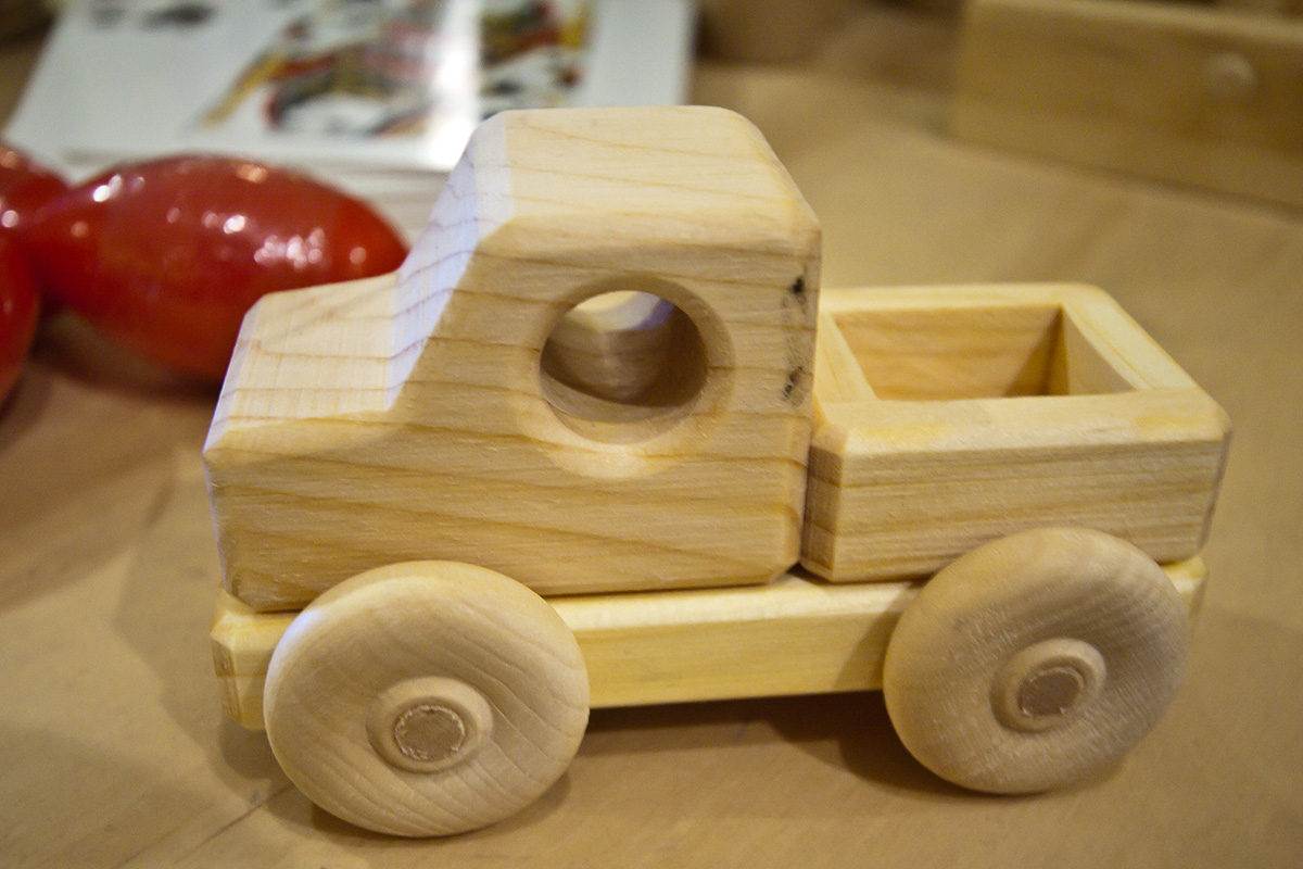 color image of a small wooden truck